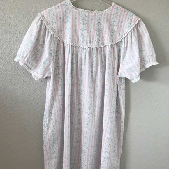 Lanz of Salzburg Airy Cotton Lawn Tyrolean Print Long Nightgown M Soft Pastel - Picture 5 of 10